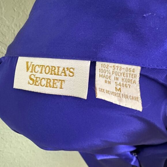 Vintage Gold Label Victoria Secret Button Down Pajama Shirt Dress Silky Size M - Picture 7 of 7